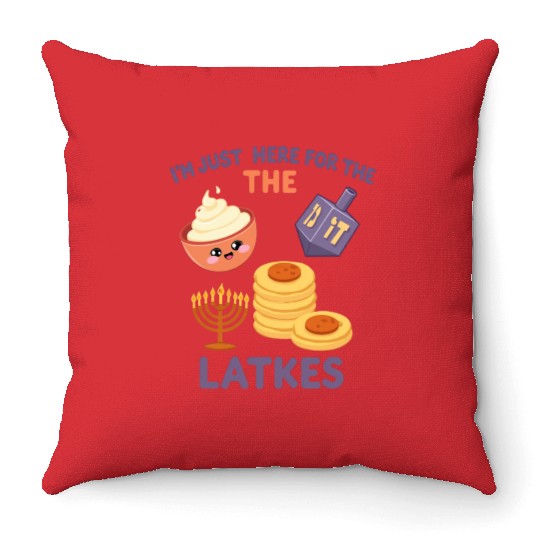 I'm Just Here for the Latkes Fun Hanukkah Vibes Throw Pillows
