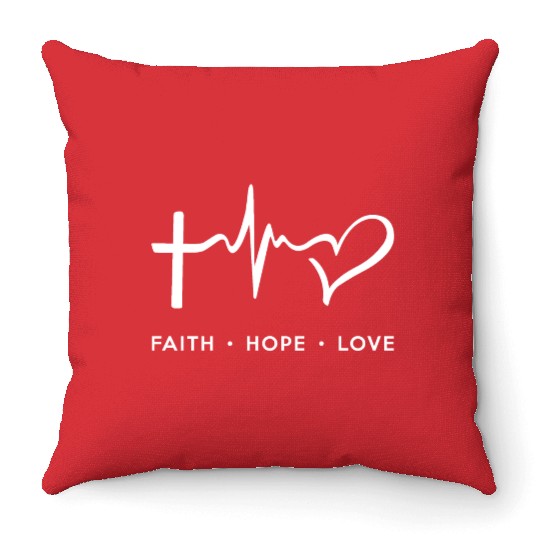 Faith Hope Love - White Throw Pillows