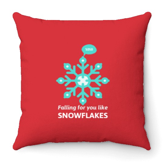 FALLING for you like snowflakes Throw Pillows