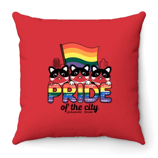 Pride of Jacksonville City Florida USA Rainbow Fla Throw Pillows