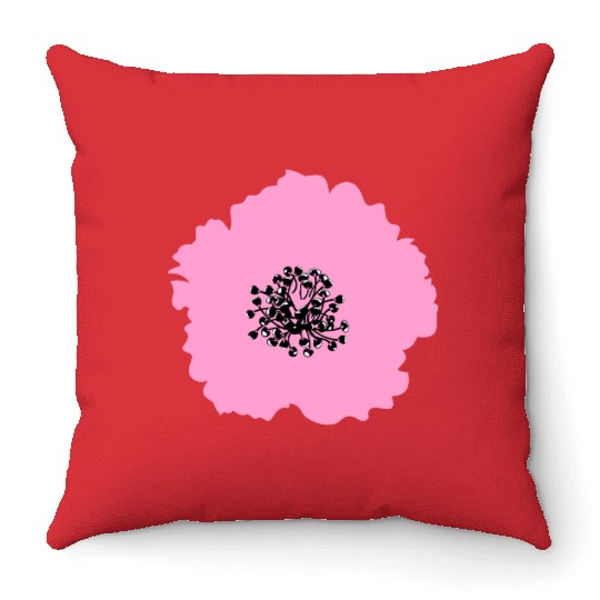 Elegant Pink Hibiscus Flower Design Throw Pillows