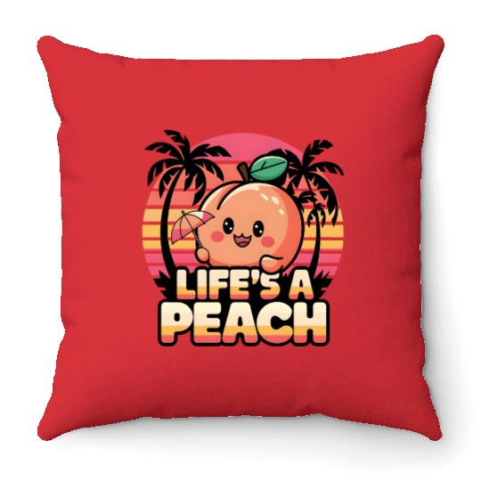 Life's a Peach | Cute Peach Design Throw Pillows