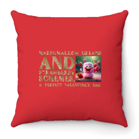 Marshmallow Dreams & Strawberry Schemes Throw Pillows