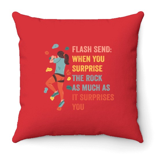 Boulderer Flash Send Bouldering Throw Pillows