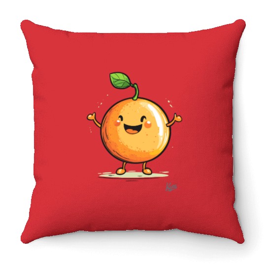 Happy Funny Orange Design Throw Pillows