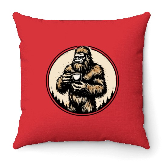 dark wild coffee wild man monkey Chewbacca Beard Throw Pillows