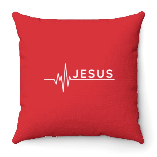 Jesus is my heartbeat Throw Pillows