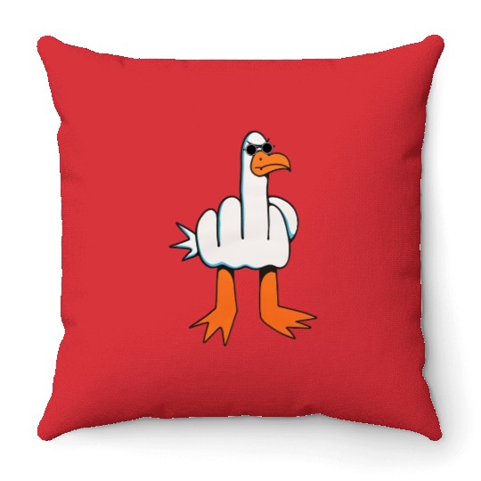 Rude Seagull Design Unis Funny Rude Seagulls Gift Throw Pillows