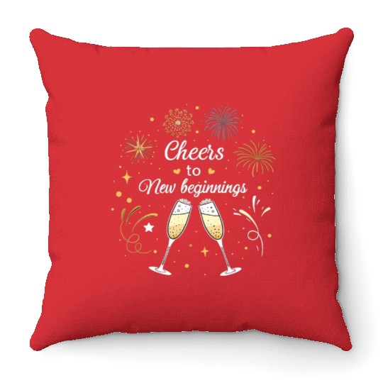 Cheers To New Beginings - Festive New Year's Eve Throw Pillows