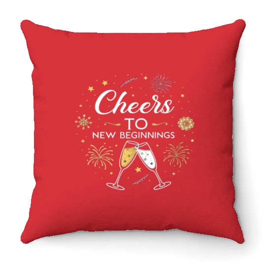 Cheers To New Beginings - Festive New Year's Eve Throw Pillows