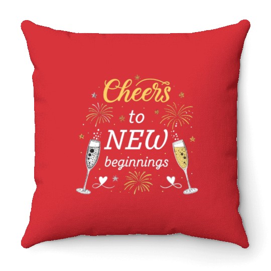 Cheers To New Beginings - Festive New Year's Eve Throw Pillows