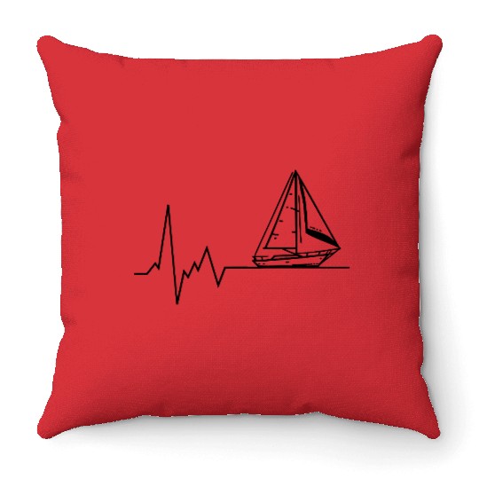 Heartbeat Sailing boat Captain Ship Throw Pillows