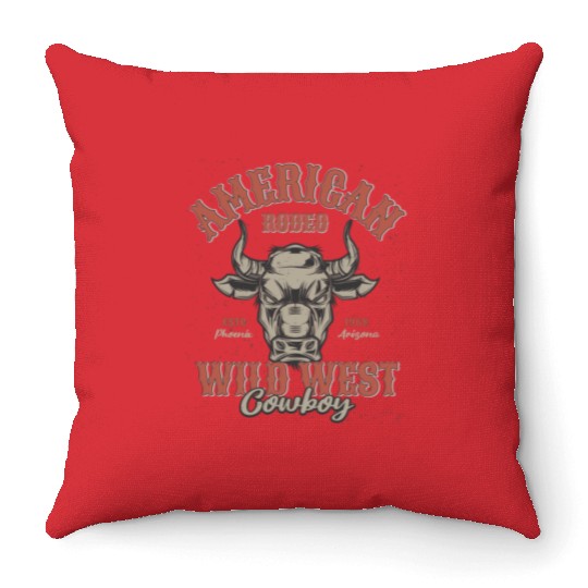 American Rodeo Wild West Cowboy Throw Pillows