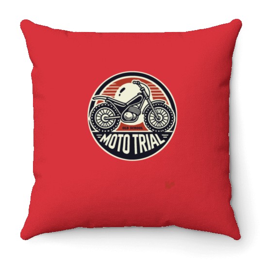Old School Moto Trial Throw Pillows