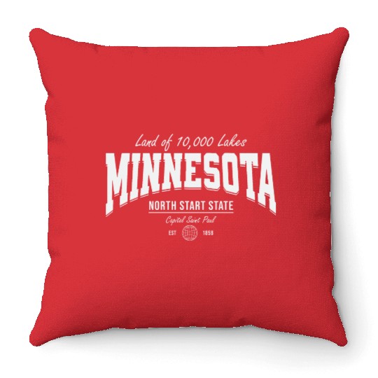 Minnesota Land of 10,000 Lakes Throw Pillows