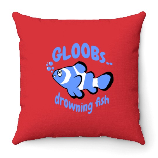 Drowning fish Throw Pillows