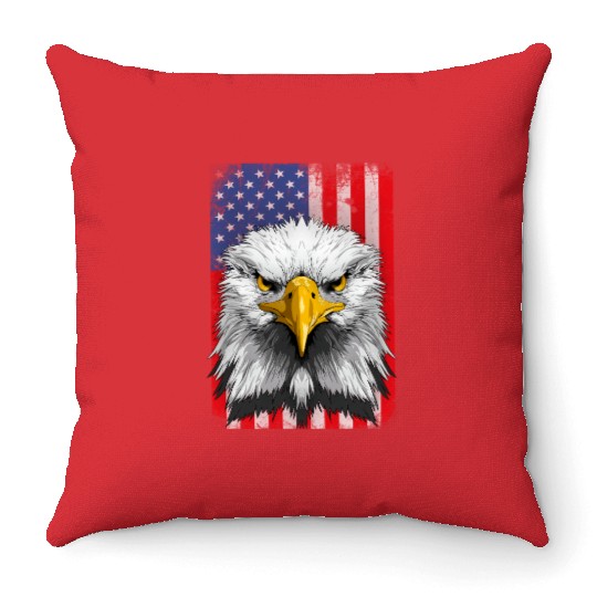 American Flag Patriotic Eagle 4th of July Throw Pillows