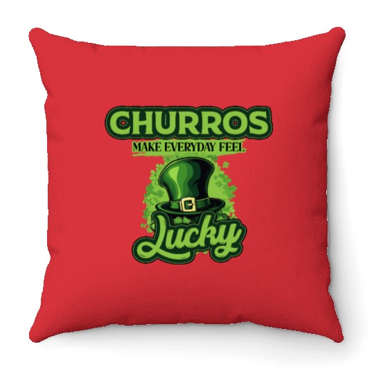 Churros Make Everyday Feel Lucky St Patricks Day Throw Pillows