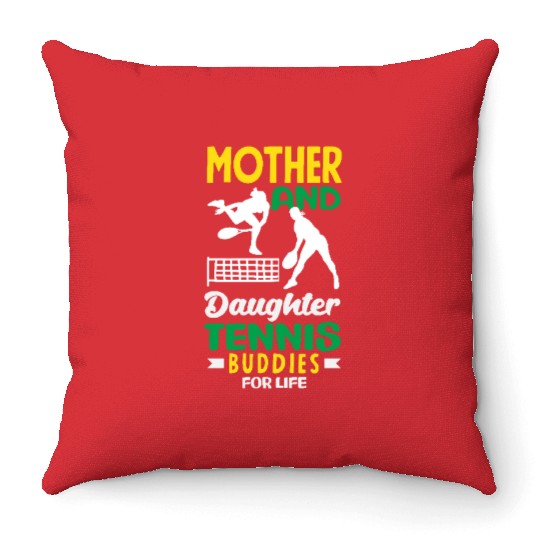 Mother And Daughter Tennis Buddies Throw Pillows