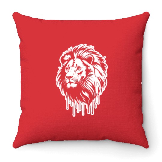 White Lion King Graffiti Style Art Printed Throw Pillows