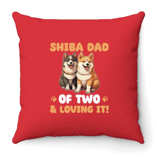 Shiba Inu Shiba Dad Of Two Throw Pillows