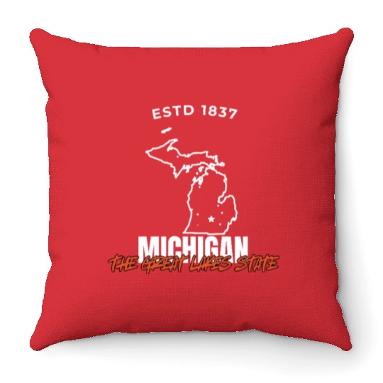 Michigan The Great Lakes State USA Throw Pillows America