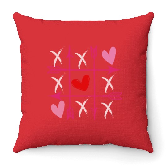 VALENTINES DAY TIC TAC TOE BE MY VALENTINE DESIGN Throw Pillows