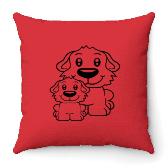 Two Dogs Family Child Mother Father Dad Mom Sweet Throw Pillows