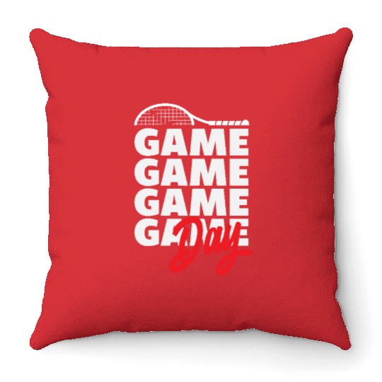 Tennis Game Day Enthusiasm Throw Pillows