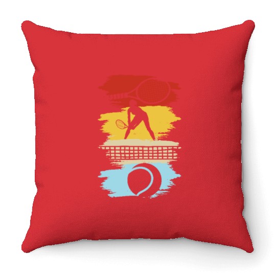 Tennis Passion Silhouette Art Design Throw Pillows