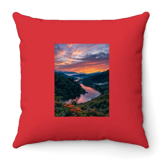 Twilight Riverbend Throw Pillows