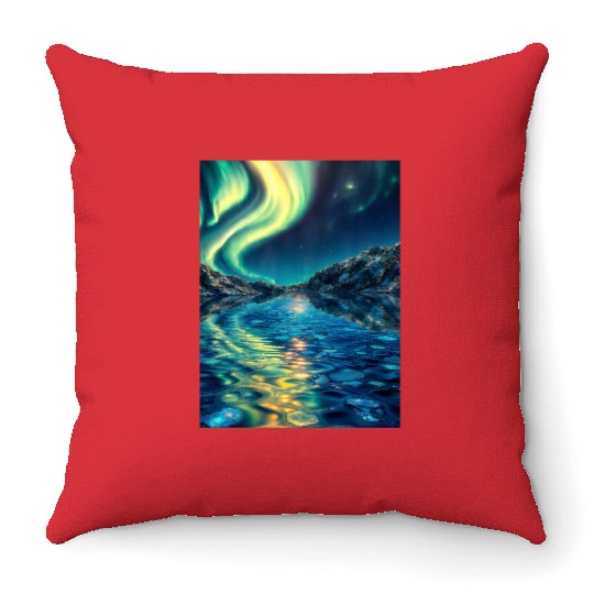 Crystal Lake of Aurora Throw Pillows
