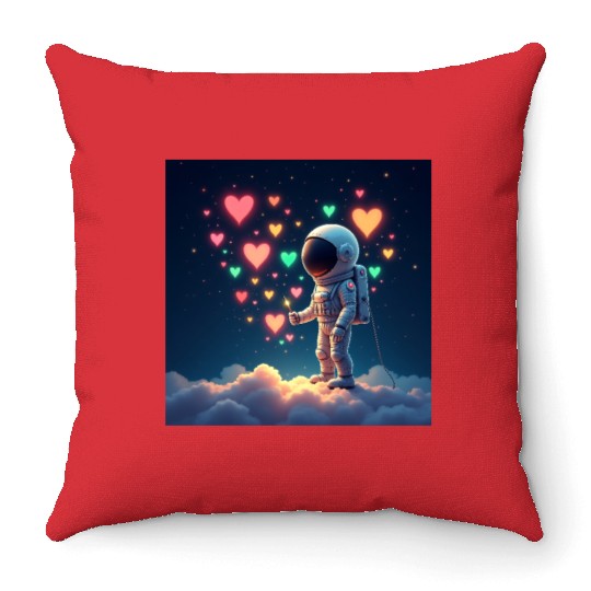 Astronauts are full of love Throw Pillows