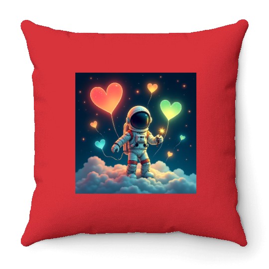 Astronauts are full of love Throw Pillows