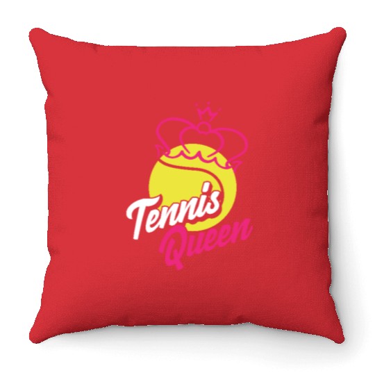 Tennis Queen Crowned Champion Style Throw Pillows