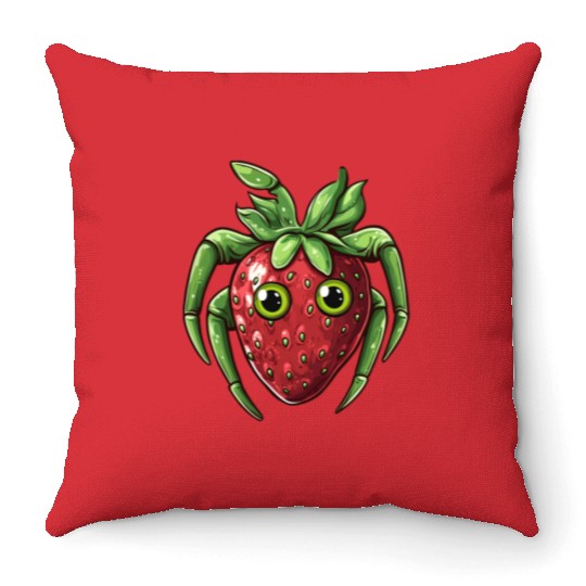 Strawberry Spider Strawberry Spider Throw Pillows