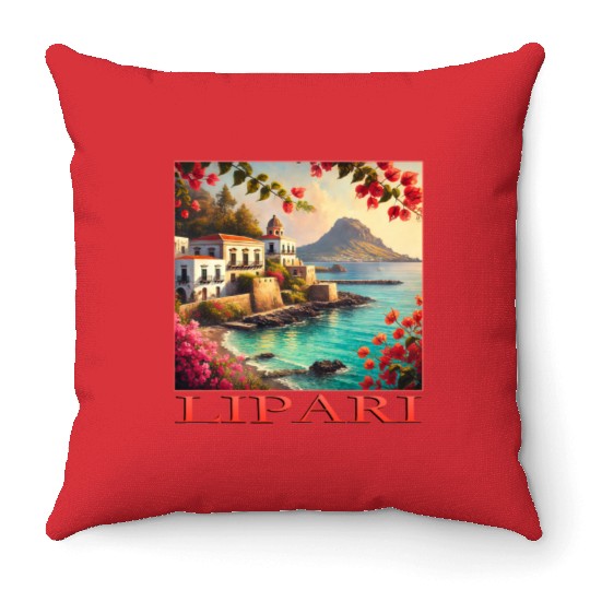 Lipari Volcano Mediterranean Terracotta Vacation Throw Pillows