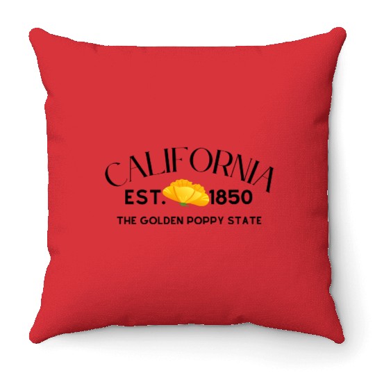California Poppy State Gift Throw Pillows