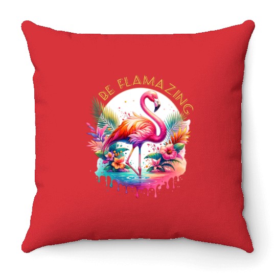 Be Flamazing Kölle Alaaf Flamingo Vibes Throw Pillows