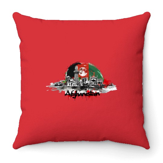 Kabul Store Afghanistan Urban Famous Buildings Throw Pillows