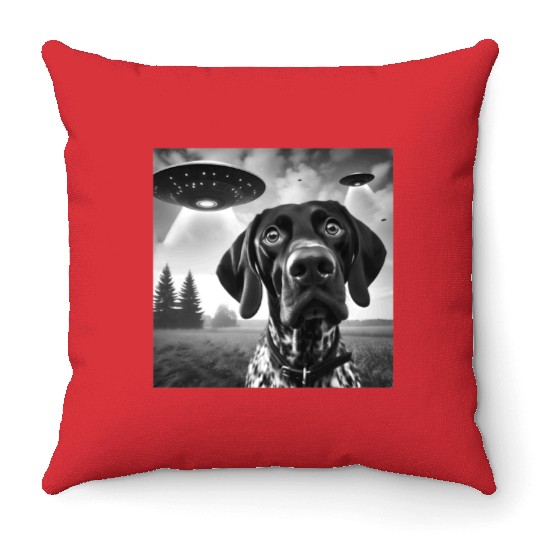 German Shorthaired Pointer Funny Sci-fi Graphic Se Throw Pillows