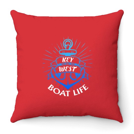 KEY-WEST BOAT LIFE Sailing Florida Keys West Keys Throw Pillows