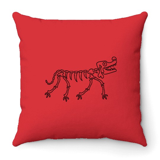 Dog Skeleton Bone Halloween Horror Cartoon Cool Throw Pillows