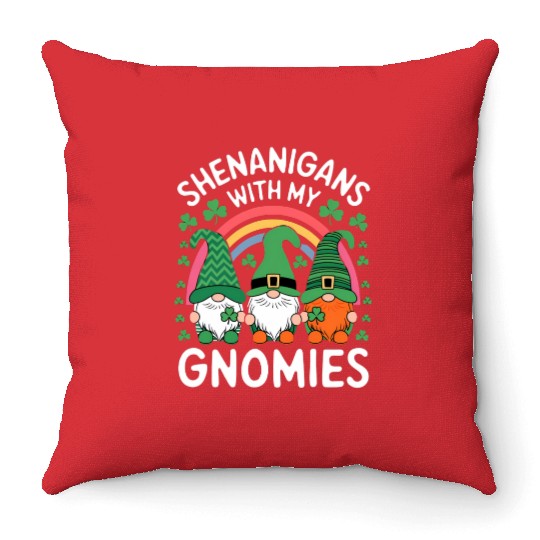 St. Patrick's Day Shenanigans with Gnomes Throw Pillows