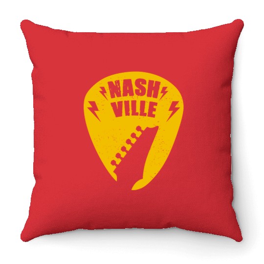 Nashville Music City Guitar Pick Throw Pillows