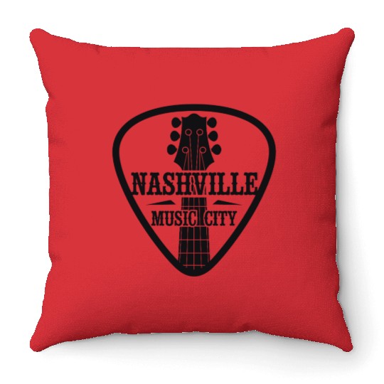 Nashville Music City Guitar Pick Throw Pillows