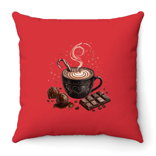 Cozy Hot Chocolate with Sweet Treats Throw Pillows