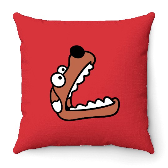 Dog Big Mouth Snout Hunger Looks Up Greedy Eating Throw Pillows