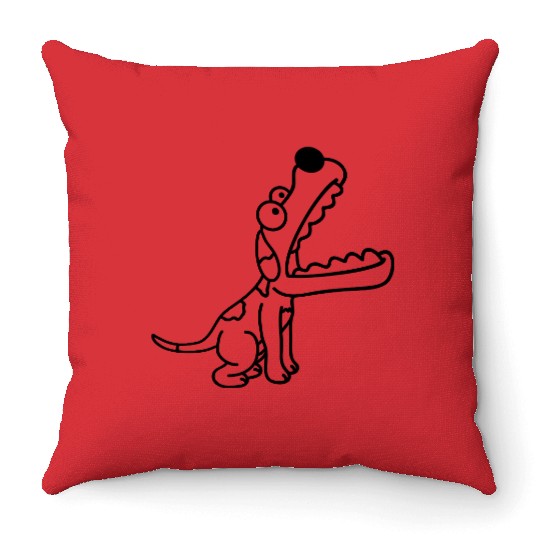 Dog Big Mouth Snout Hunger Looks Up Greedy Eating Throw Pillows