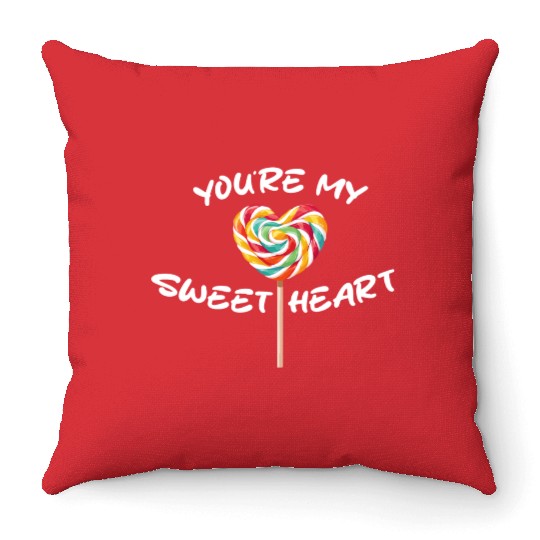 Sweetheart Rainbow Lollipop Valentine's Day Lolli Throw Pillows